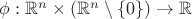 $\phi:\mathbb{R}^n \times (\mathbb{R}^n \setminus \{0\})\to \mathbb{R}$