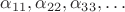 $\alpha_ {11}, \alpha_ {22}, \alpha_ {33}, \ldots$