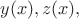 $y(x),z(x),$