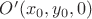$O'(x_0,y_0,0)$