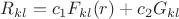 $R_{kl}=c_{1}F_{kl}(r)+c_{2}G_{kl}$