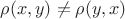 $\rho(x,y) \neq \rho(y,x)$ $\rho(x,y) \neq \rho(y,x)$