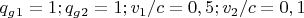 $q_g_1=1;q_g_2=1; v_1 /c=0,5; v_2 /c=0,1