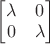 $\begin{bmatrix}\lambda& 0\\0 &\lambda\end{bmatrix}$