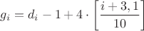 $g_i=d_i-1+4\cdot \left[\dfrac{i+3,1}{10}\right]$