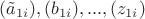$(\tilde a_{1i}), (b_{1i}),..., (z_{1i})$