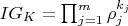 $I G_K=\prod_{j=1}^m \rho_j^{k_j}$