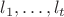 $l_1,\ldots, l_t$