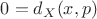 $0=d_X(x,p)$