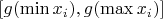 $[g(\min x_i), g(\max x_i)]$