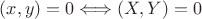 $(x,y)=0\Longleftrightarrow (X,Y)=0$