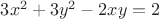 $3x^{2}+3y^{2}-2xy=2$