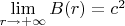 $\lim\limits_{r\to+\infty}B(r)=c^2$