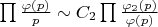 $\prod \frac{\varphi(p)}{p} \sim C_2\prod\frac{\varphi_2(p)}{\varphi(p)}$