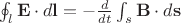 $\oint_l \mathbf E\cdot d\mathbf l=-\frac{d}{dt}\int_s \mathbf B \cdot d\mathbf s$