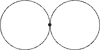 $$\begin{xy}/r1cm/:;
(0,0)*+{\bullet};
(-1,0)*\xycircle(1,1){-};(1,0)*\xycircle(1,1){-};
\end{xy}$$