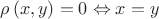$\[\rho \left( {x,y} \right) = 0 \Leftrightarrow x = y\]$