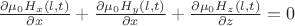 $\frac{\partial \mu_0 H_x (l,t)}{\partial x}+\frac{\partial \mu_0 H_y (l,t)}{\partial x}+\frac{\partial \mu_0 H_z (l,t)}{\partial z}=0$