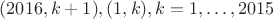 $(2016, k+1),(1, k),k=1, \ldots, 2015$