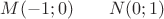 $M(-1;0)\;\;\;\;\;\;\;N(0;1)$