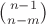 $\binom{n-1}{n-m}$