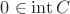 $0\in\operatorname{int}C$