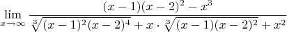 $$\lim_{x\to \infty} \frac{(x-1)(x-2)^2-x^3}{\sqrt[3]{(x-1)^2(x-2)^4}+x\cdot\sqrt[3]{(x-1)(x-2)^2}+x^2}$$