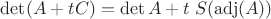 $\det (A+tC)=\det A+t\;S(\operatorname{adj}(A))$