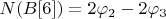 $N(B[6])=2\varphi_2-2\varphi_3$