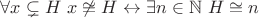 $\forall x \subsetneq H \ x \not\cong H \leftrightarrow \exists n \in \mathbb{N} \ H \cong n$