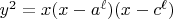 $y^2 = x(x - a^\ell)(x - c^\ell)$