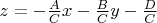 $z=-\frac{A}{C}x-\frac{B}{C}y-\frac{D}{C}$