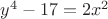$y^4-17=2x^2$