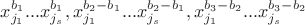 $x_{j_1}^{b_1}...x_{j_s}^{b_1},x_{j_1}^{b_2-b_1}...x_{j_s}^{b_2-b_1},x_{j_1}^{b_3-b_2}...x_{j_s}^{b_3-b_2}$