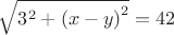 $\[\sqrt{{{3}^{2}}+{{(x-y)}^{2}}}=42\]$