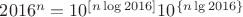 $2016^n=10^{[n\log 2016]}10^{\{n\lg 2016\}}$