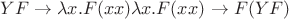 $YF \to \lambda x.F(xx) \lambda x.F(xx) \to F(YF)$