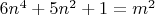 $6n^4+5n^2+1=m^2$