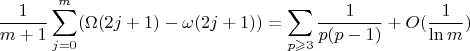 $$\frac {1} {m+1} \sum_{j=0}^{m} (\Omega(2j+1)-\omega(2j+1)) = \sum_{p \geqslant {3}} \frac {1}{p(p-1)} + O(\frac {1}{\ln{m}})$$