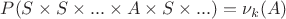 $P(S\times S\times ... \times A \times S\times ...) = \nu_k(A)$