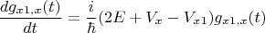 $$\frac{dg_{x1,x} (t)}{dt}=\frac{i}{\hbar} (2E+V_x-V_{x1})g_{x1,x} (t)$$