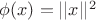 $\phi(x)=||x||^2$