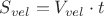 $S_{vel}=V_{vel} \cdot t$