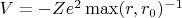 $V= -Ze^2 \max(r, r_0)^{-1}$