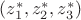 $(z_1^*,z_2^*,z_3^*)$
