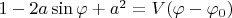$1-2a\sin\varphi+a^2=V(\varphi-\varphi_0)$
