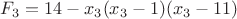 $F_3 = 14 - x_3 (x_3 -1) (x_3 - 11)$