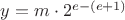 $\[y=m\cdot {{2}^{e-(e+1)}}\] $