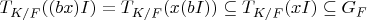 $T_{K/F}((b x) I)=T_{K/F}(x (b I)) \subseteq T_{K/F}(x I) \subseteq G_F$