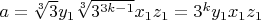 $a=\sqrt[3]3y_1 \sqrt[3]{3^{3k-1}}x_1z_1=3^ky_1x_1z_1$